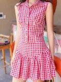  Set áo váy caro đỏ tùng nhún [TÂM x ND] 