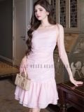  Đầm voan hồng 2 dây 