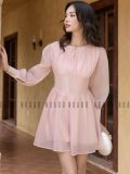  [TẶNG NÓN] Đầm hồng voan nhún ngực [TÂM x ND] 