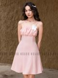  Đầm hồng cúp ngực nhún phối hoa [TÂM x ND] 