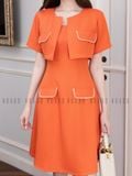  Đầm cam ngắn tay 