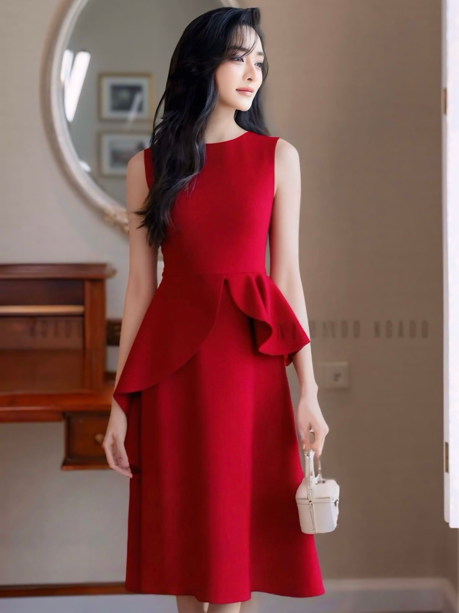  Đầm đỏ peplum 