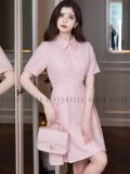  Đầm sơ mi hồng ngắn tay 