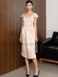  Đầm nâu xếp ly 
