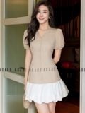  Đầm nude phối tùng bí trắng 