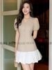  Đầm nude phối tùng bí trắng 