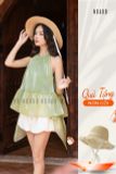  [TẶNG NÓN] Set áo yếm xanh quần bí [TÂM x ND] 
