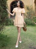  [TẶNG NÓN] Đầm caro vàng tay phồng [TÂM x ND] 