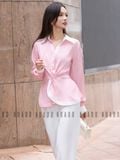  Set áo quần sơ mi hồng xoắn eo [TÂM x ND] 
