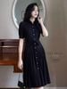  Đầm đen phối dập ly tùng 