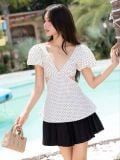  Set áo chấm bi váy xếp ly đen [TÂM x ND] 
