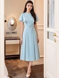  Đầm xanh mint cổ tròn 
