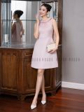  Đầm hồng sát nách cổ tròn 