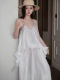  [TẶNG NÓN] Đầm hai dây viền bèo 