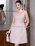  Đầm hồng sát nách cổ tròn 