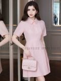  Đầm sơ mi hồng ngắn tay 