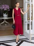  Set áo váy gile đỏ xếp ly [LM x ND] 