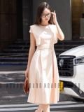  [TẶNG TÚI] Đầm nude tay con xếp ly 