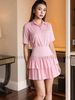  Set áo váy sơ mi hồng 