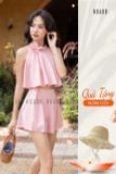  [TẶNG NÓN] Set áo quần hồng cổ yếm [TÂM x ND] 