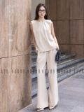  [TẶNG TÚI] Set áo quần nude xếp ly cổ [TÂM x ND] 