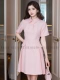  Đầm sơ mi hồng ngắn tay 