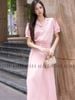  Set áo hồng tay phồng váy xếp ly [TÂM x ND] 