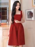  Đầm đỏ cổ vuông hai dây [GIANG x ND] 