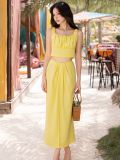  Set áo váy vàng cổ vuông [TÂM x ND] 