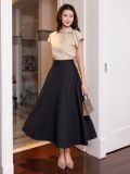  Set áo cổ nơ chân váy tùng xoè 