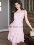  Đầm voan hồng 2 dây 