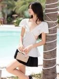  Set áo chấm bi váy xếp ly đen [TÂM x ND] 