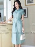  Đầm sơ mi xanh mint 