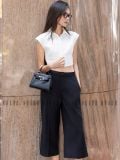  Set áo croptop trắng quần suông lửng [TÂM x ND] 