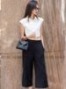  Set áo croptop trắng quần suông lửng [TÂM x ND] 