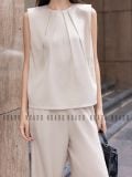  [TẶNG TÚI] Set áo quần nude xếp ly cổ [TÂM x ND] 