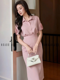  [TẶNG TÚI] Set áo váy hồng tay hoa [THẢO x ND] 