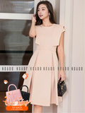  [TẶNG TÚI] Đầm nude tay con xếp ly 