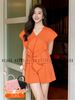  [TẶNG TÚI] Set áo tầng cam quần short 