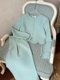  Set áo quần xanh mint cổ tròn 
