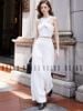 Set áo quần trắng xếp ly