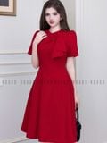  Đầm đỏ xoắn vai 