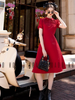  Đầm đỏ ngắn tay 
