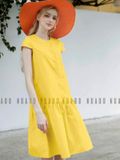  Đầm babydoll vàng tay con 