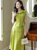  Set áo váy xanh bơ tay con 