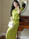  Set áo váy xanh bơ tay con 