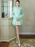  Đầm xanh mint voan đính hoa 