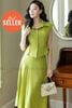 Set áo váy xanh bơ tay con