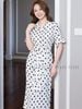 Đầm sơ mi chấm bi tay lửng