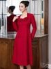  Đầm đỏ tay dài nơ ngực 